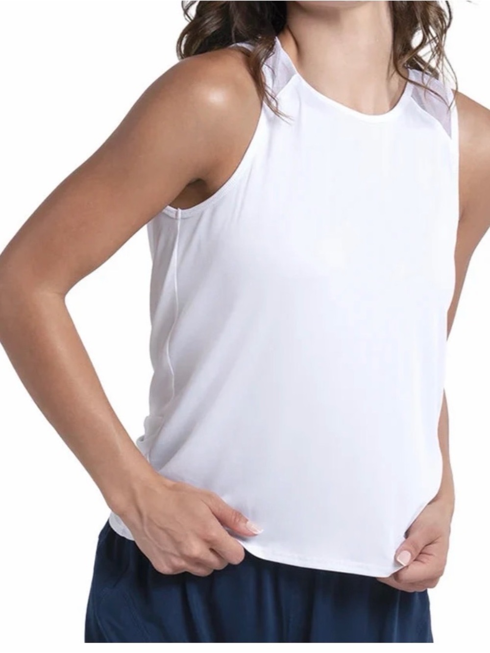 Lucky In Love Twist Back Rib Tennis Tank, White